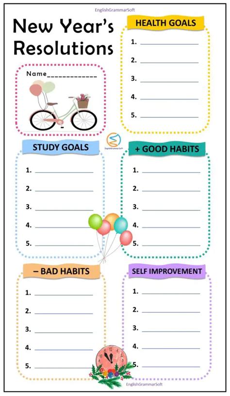 New Year S Resolutions Printables